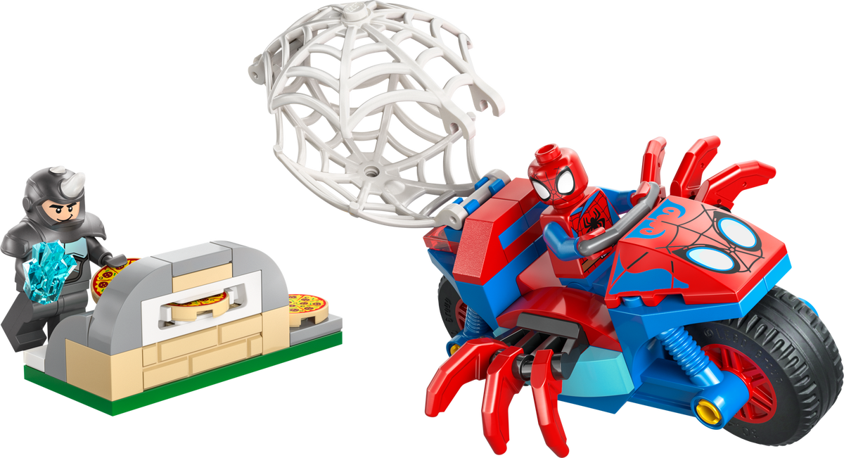 Spidey on his Motorcycle vs. Rhino LEGO set (#11206-1)