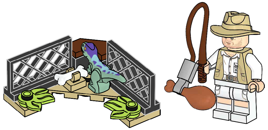 Robert Muldoon and Baby Raptor LEGO set (#122409-1)