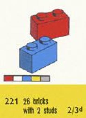 1 x 2 Bricks LEGO set (#221-2)