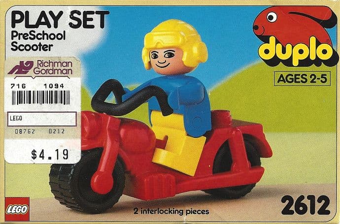 Motorbike & Rider (PreSchool Scooter) LEGO set (#2612-1, 1988)