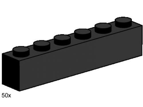 1 x 6 Black Bricks LEGO set (#3473-1)