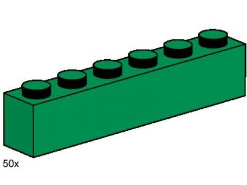 1 x 6 Dark Green Bricks LEGO set (#3476-1)