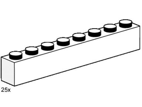 1 x 8 White Bricks LEGO set (#3480-1)