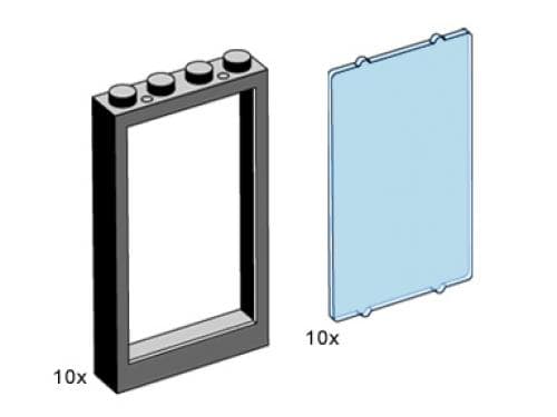1 x 4 x 5 Black Window Frame with Blue Pane LEGO set (#3508-1)