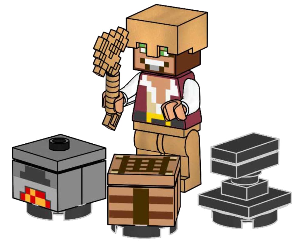 Hero with Crafting table, Furnace and Anvil LEGO set (#472506-1)