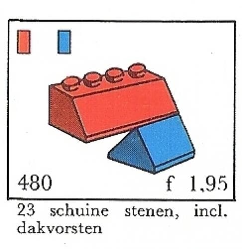 Slopes and Slopes Double 2 x 4, Red (System) LEGO set (#480-6)