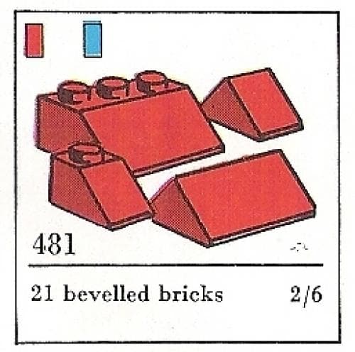 Slopes and Slopes Double 2 x 3 and 2 x 1, Red (The Building Toy) LEGO set (#481-3)
