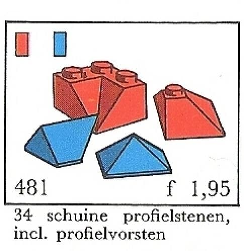Slopes Regular, Double, Angle, Valley and Corner, Red (System) LEGO set (#481-5)
