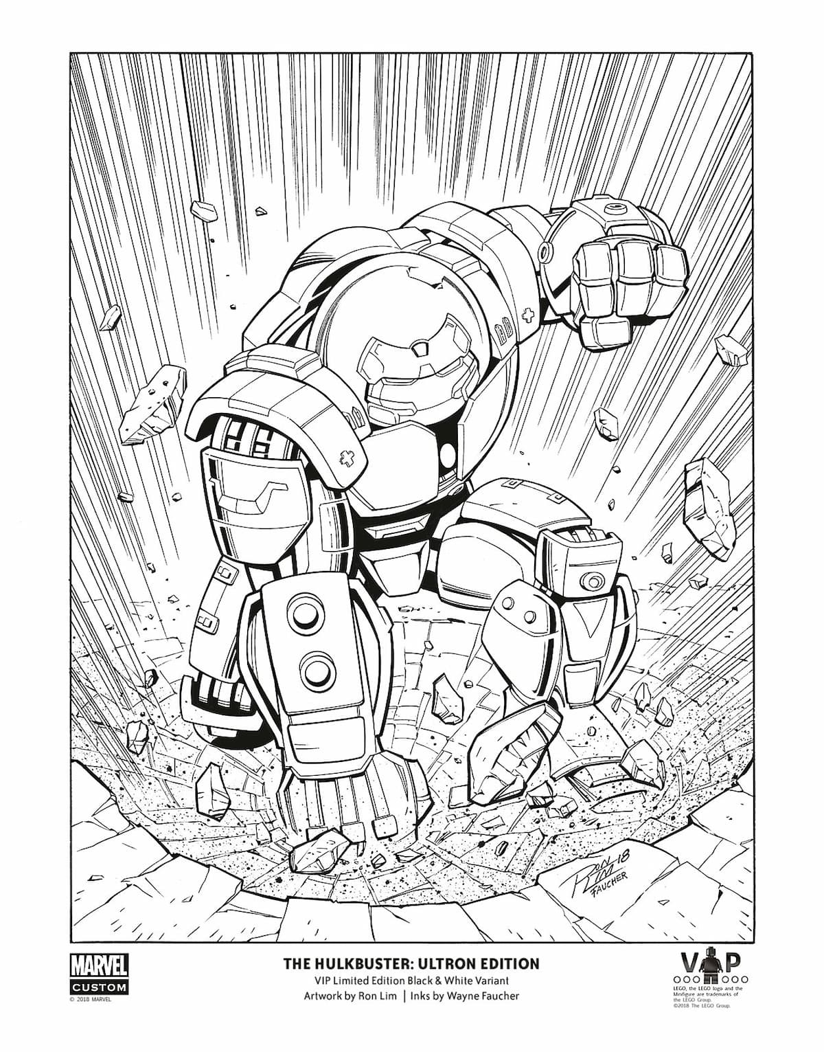 The Hulkbuster: Ultron Edition Black & White Art Print LEGO Posters and Art Prints set (#5005574-1, 2018)