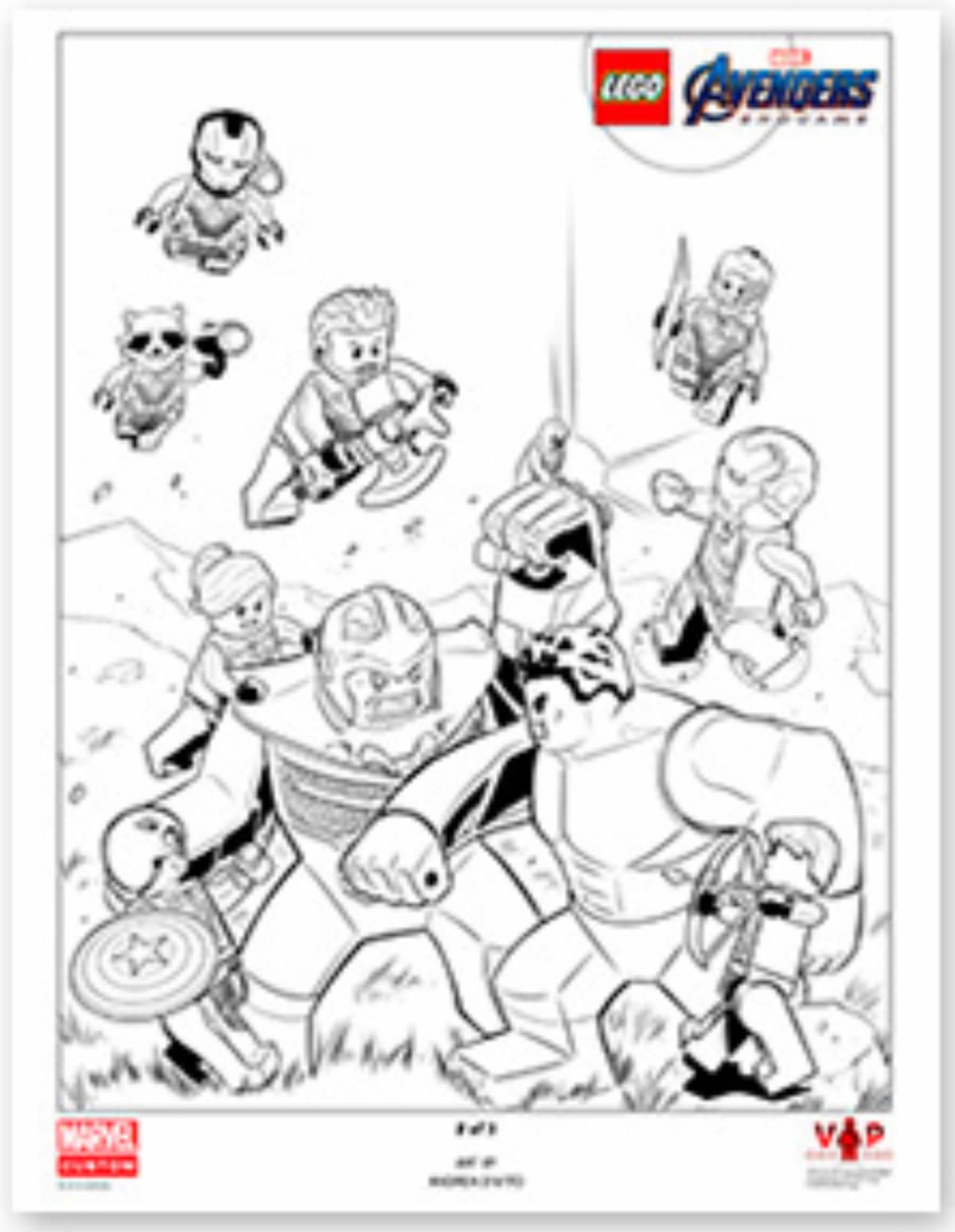 Avengers: Endgame Black & White Art Print (Signed Sketch) LEGO Posters and Art Prints set (#5005882-2, 2019)