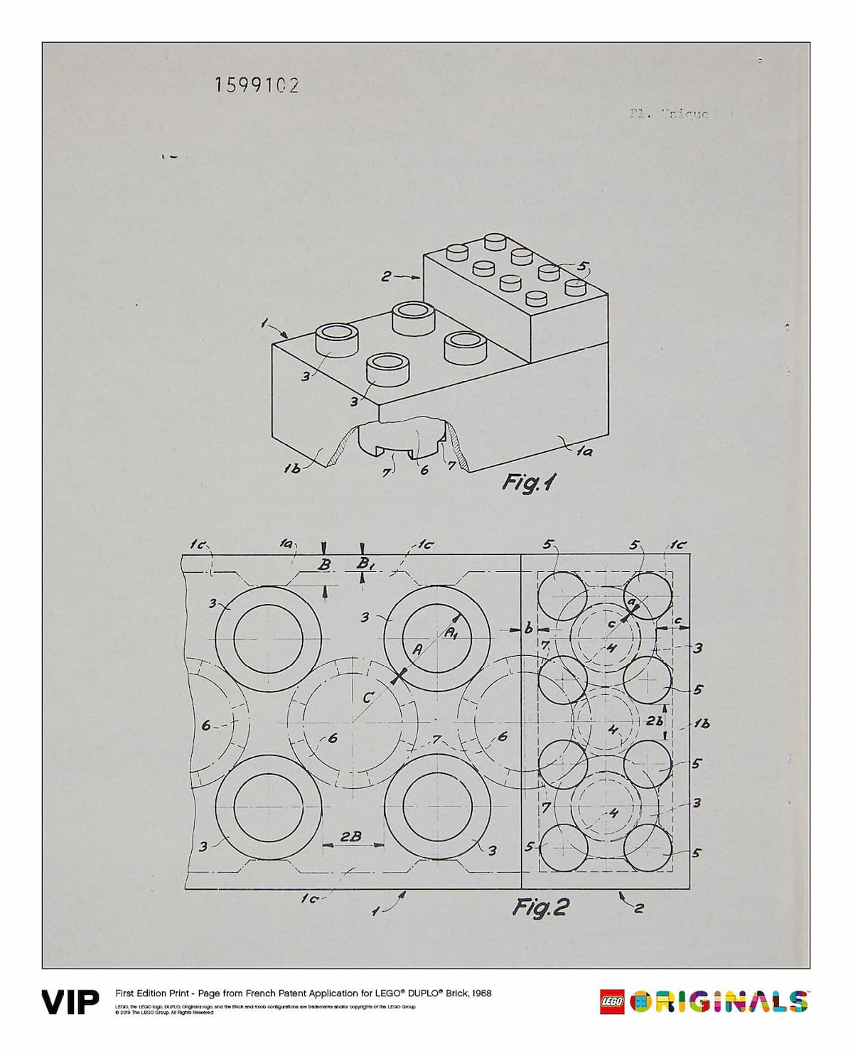 French Patent LEGO DUPLO Brick 1968 LEGO set (#5005998-1)