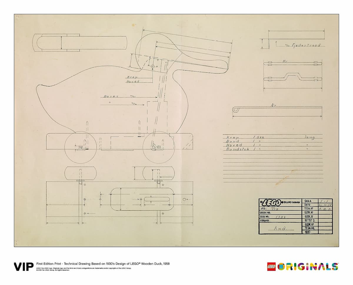 1st Edition of Wooden Duck Print, 1958 LEGO set (#5005999-1)