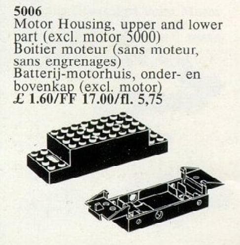 Replacement 2-Piece Battery Motor Housing LEGO set (#5006-1, 1987)