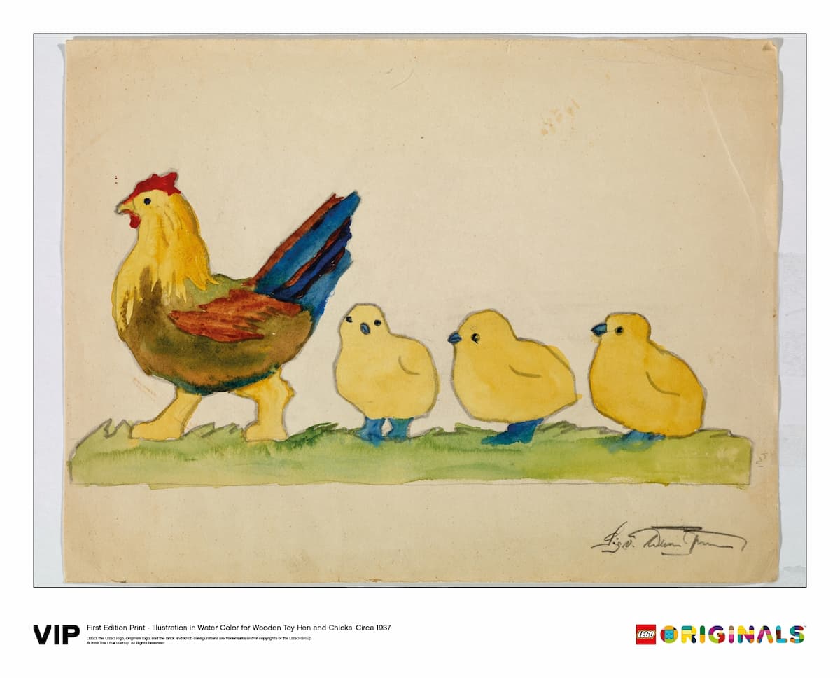 Illustration Wooden Toy Hen and Chicks LEGO set (#5006002-1)