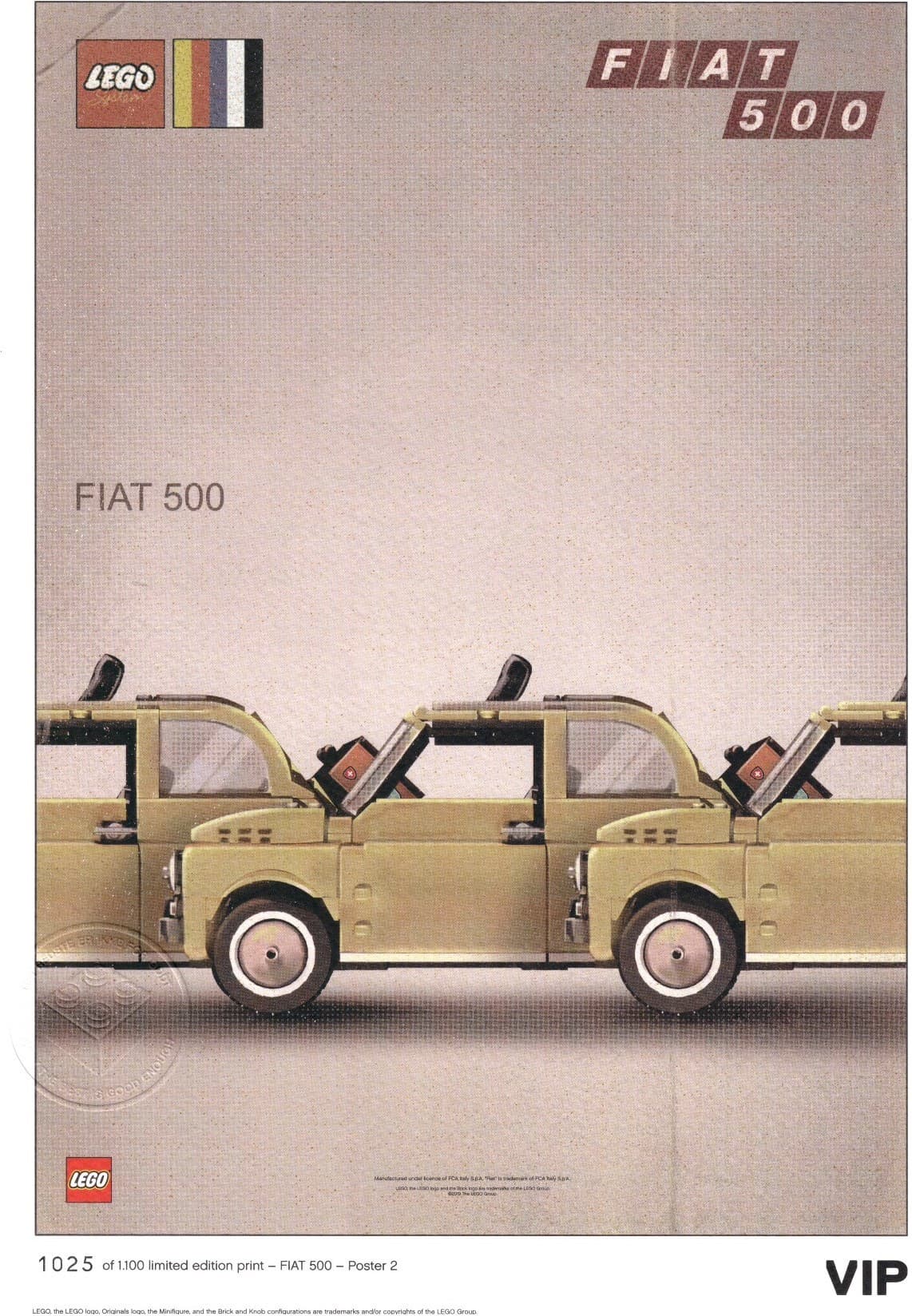 Fiat Art Print: "Three Cars" LEGO Posters and Art Prints set (#5006304-1, 2020)