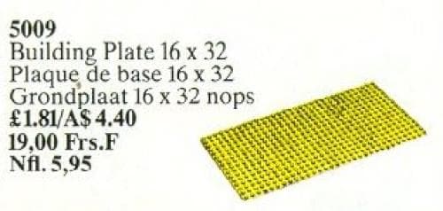 Building Plate 16 x 32, Yellow LEGO set (#5009-1, 1990)