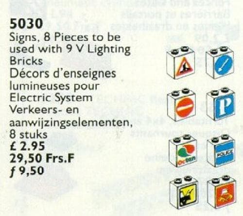Signs for Use with Lighting Bricks 9V LEGO set (#5030-1)