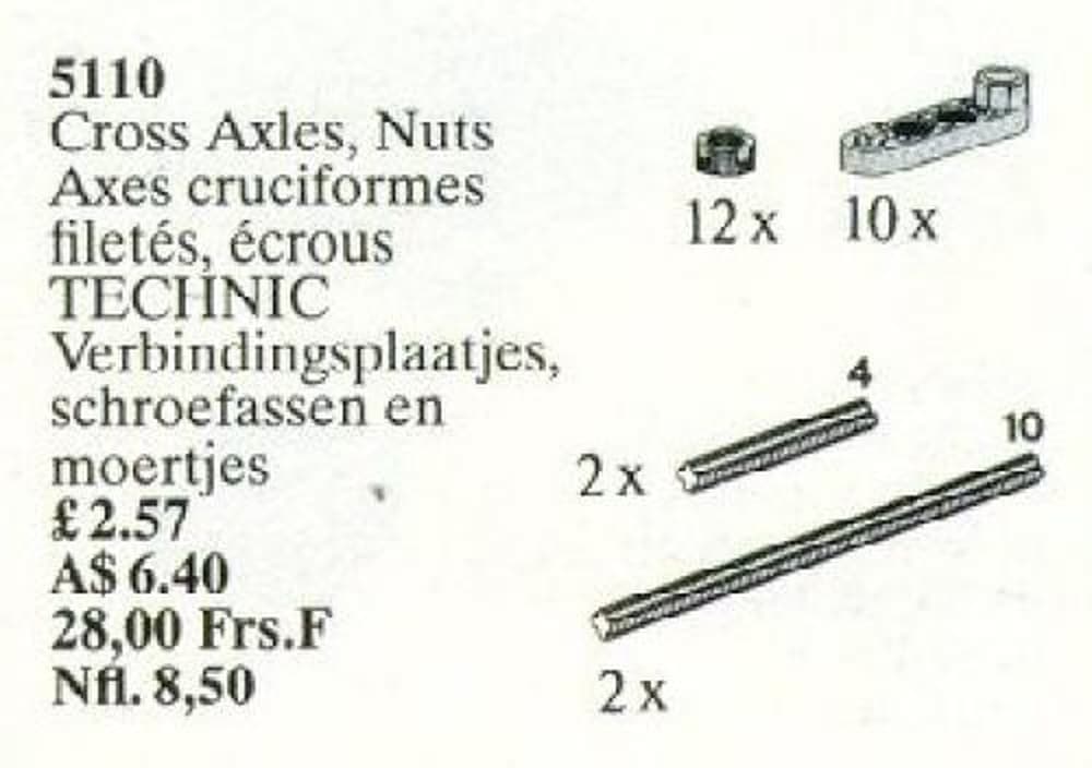 Cross Axles, Nuts LEGO set (#5110-2)