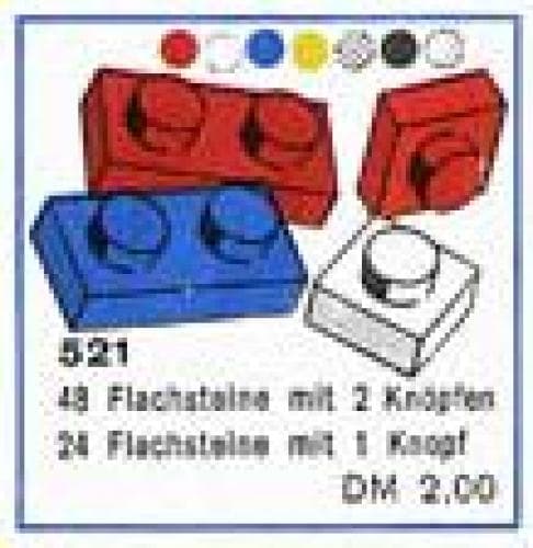 1 x 1 and 1 x 2 Plates (cardboard box version) LEGO set (#521-1)
