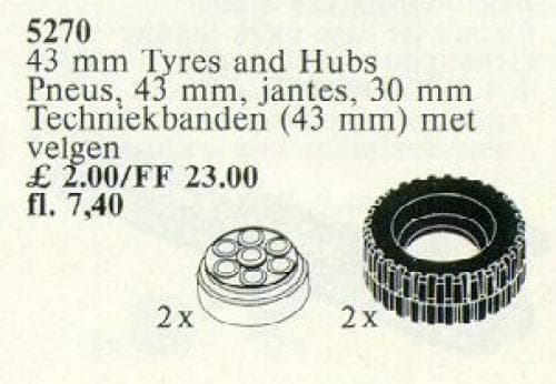 43 mm Tires and Hubs / 43 mm Tyres and Hubs LEGO set (#5270-1)