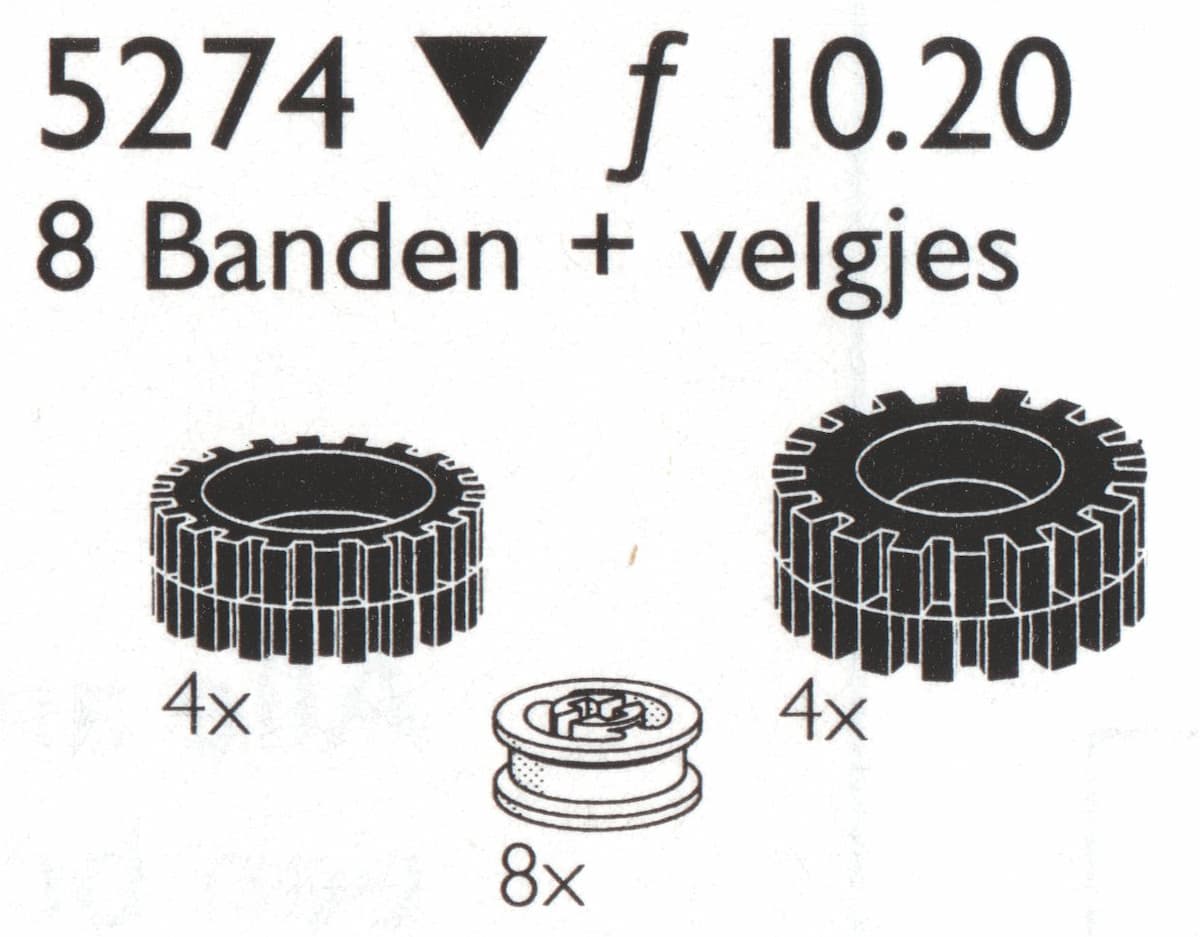 8 Tires / Tyres (4x24, 4x 30 mm) w/hubs LEGO set (#5274-1)