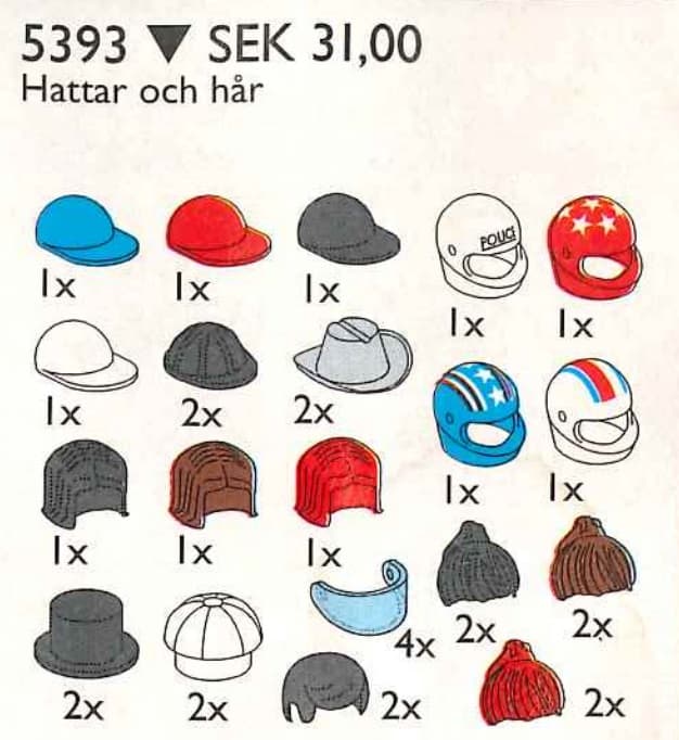 Headgear (Hats and Hair) LEGO set (#5393-1)