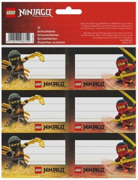 Ninjago Lloyd and Kai School Labels LEGO Stationery and Office Supplies set (#5410574466754-1, 2018)