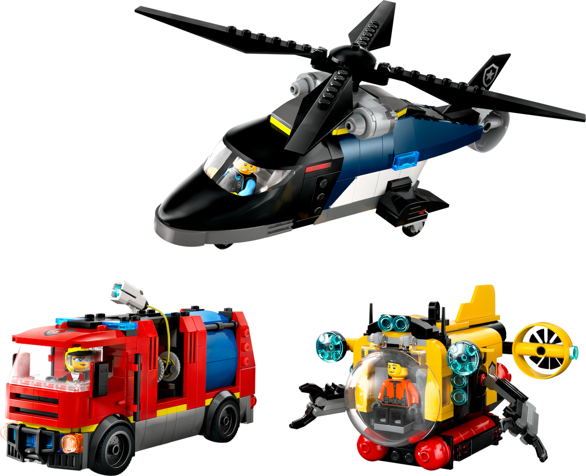 Helicopter, Fire Truck & Submarine Remix LEGO set (#60462-1)