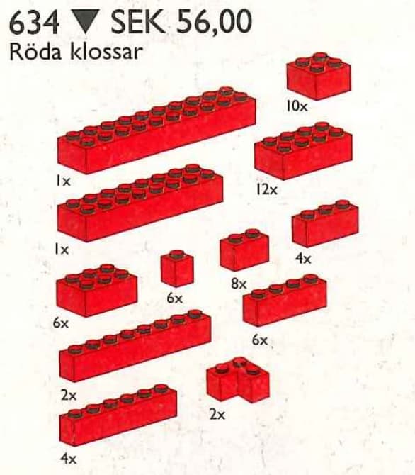 Extra Bricks in Red LEGO set (#634-1)