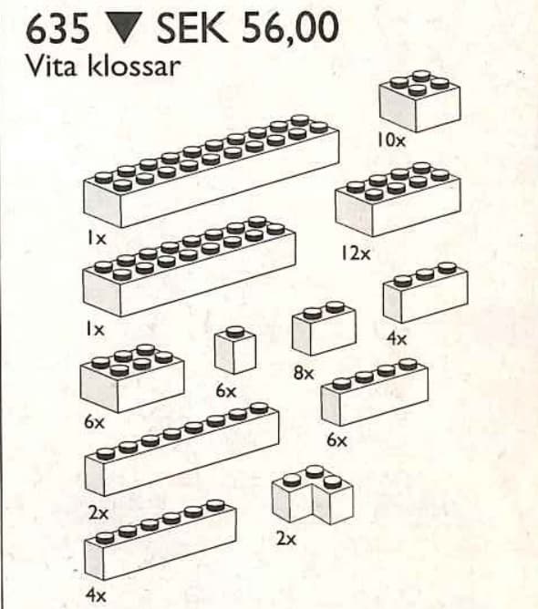 Extra Bricks in White LEGO set (#635-1)