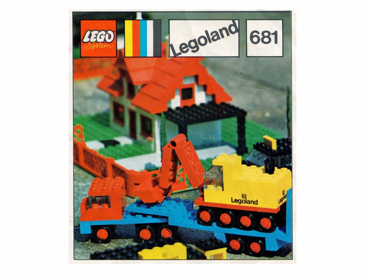 Low-Loader with 4 Wheel Excavator LEGO set (#681-1)