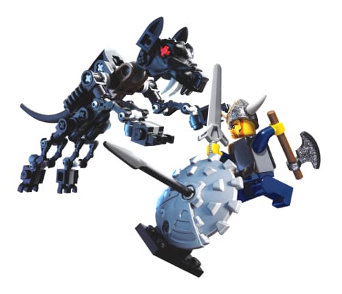 Viking Warrior challenges the Fenris Wolf LEGO set (#7015-1)