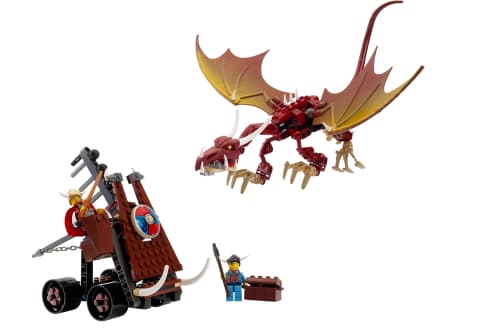 Viking Catapult versus the Nidhogg Dragon LEGO set (#7017-1)