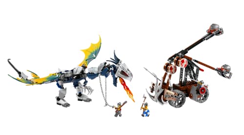 Viking Double Catapult versus the Armored Ofnir Dragon LEGO set (#7021-1)