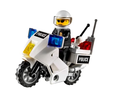 Police Motorcycle (Black Sticker Version) LEGO set (#7235-1)