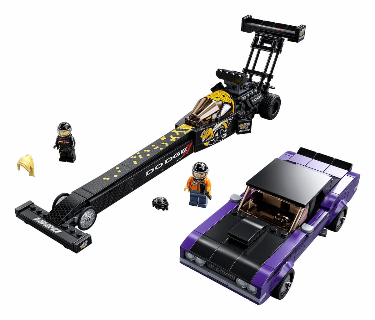 Mopar Dodge//SRT Top Fuel Dragster and 1970 Dodge Challenger T/A LEGO set (#76904-1)