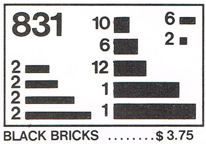 Parts Pack, Black Bricks LEGO set (#831-1)