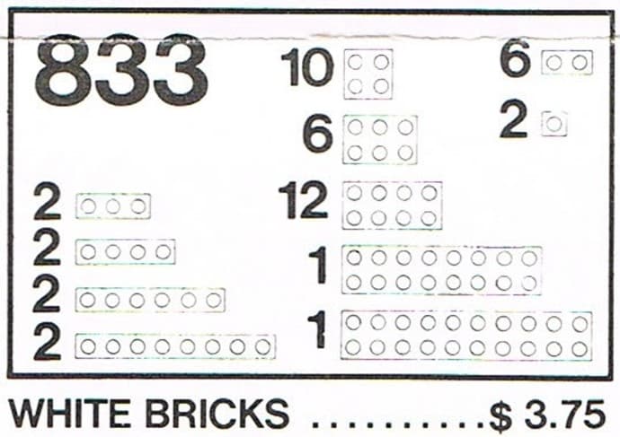 Parts Pack, White Bricks LEGO set (#833-1)