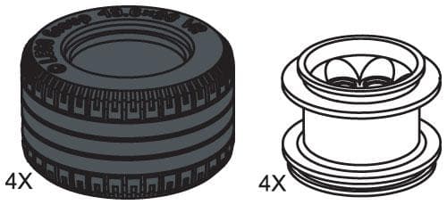 Large Lawn Tire & Hub (4 tires 4 hubs) LEGO Service Packs set (#970111-1, 2002)