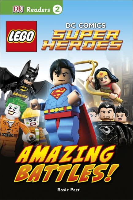 DK Readers Level 2: DC Comics Super Heroes: Amazing Battles! LEGO Story Books set (#9781465430120-1, 2015)