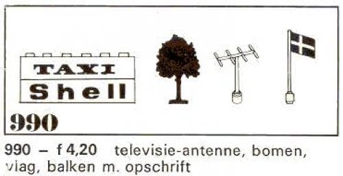 Trees and Signs (1969 version with old style trees and 3 bricks) LEGO set (#990-2)