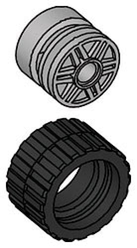 Small Wide Tire & Hub (Pack of 8 each) LEGO Service Packs set (#991331-1, 2007)