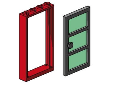 Red Frame, Black Door, Green Pane LEGO set (#B003-1)