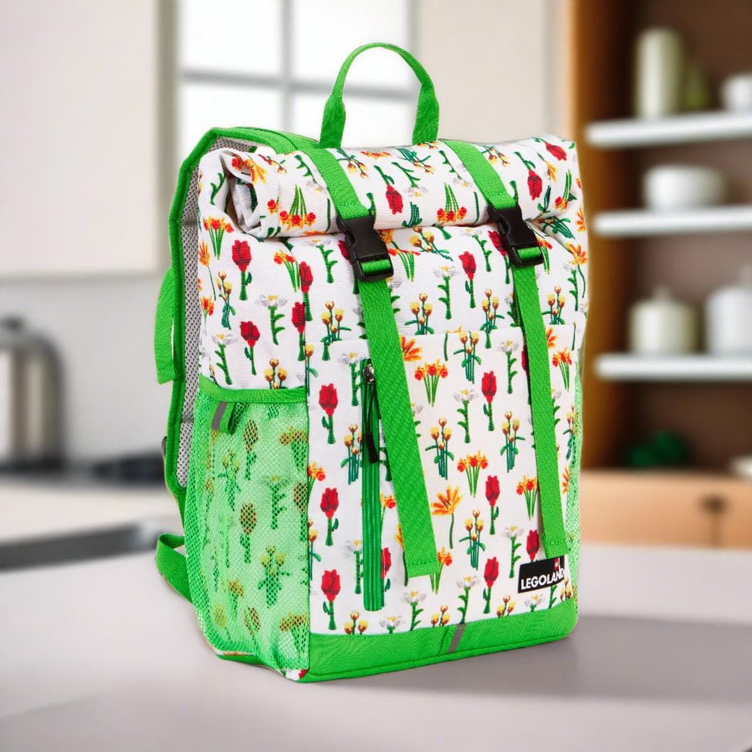 Flower Roll Top Backpack LEGO Bags, Totes, & Luggage set (#BP0364300L-1, 2023)