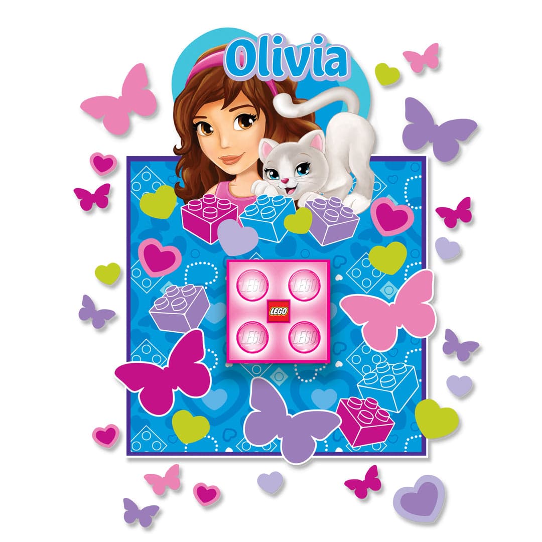 Friends Brick Night Light and Wall Decals - Olivia LEGO Houseware set (#LGLNI3O-1, 2015)