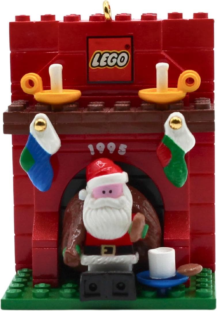 Hallmark Keepsake Christmas Tree Ornament - 1995 Fireplace with Santa LEGO set (#QX4769-1, 1995)