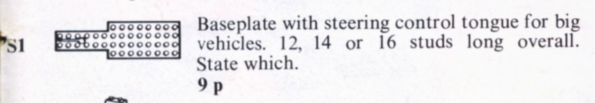 Baseplate with Steering Control Tongue LEGO set (#S1-1, 1970)